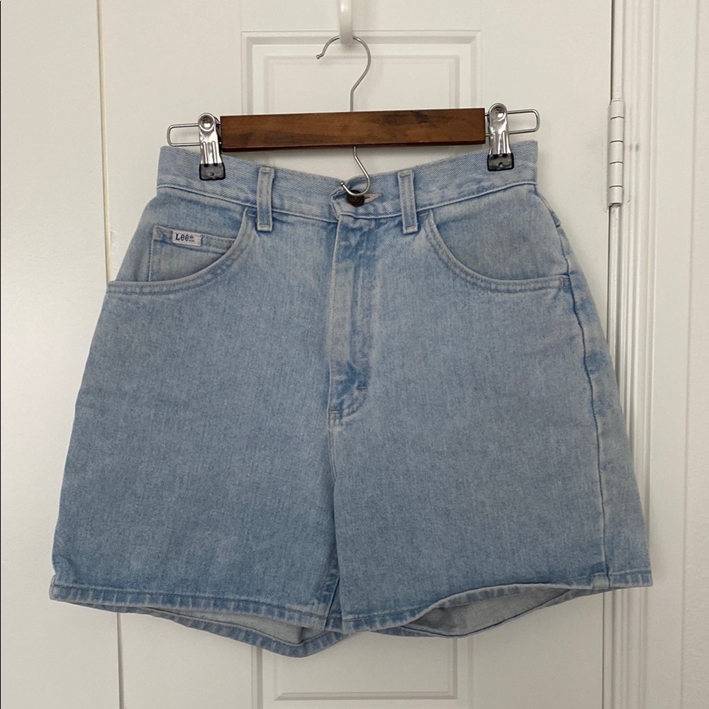 Lee Women's Light Blue Denim high waist Shorts